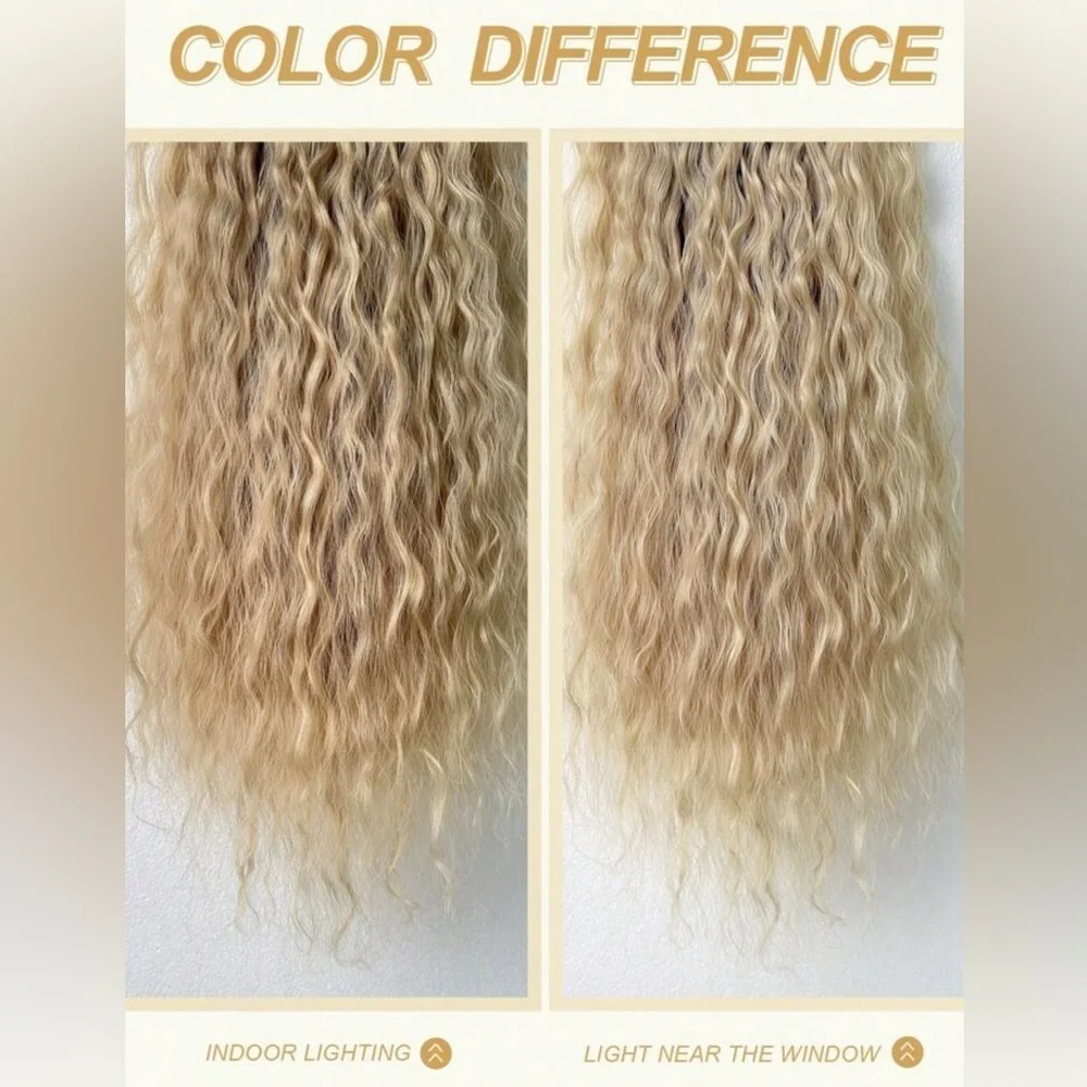 Natural Curly Ash light Blonde Volumizing beautiful Hair extesnsions Set 24 in